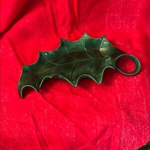 Festive Green Leaf Serving Dish
